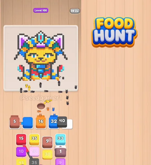 Mid-game — slots refill while the buried Brown block grinds down on its own.