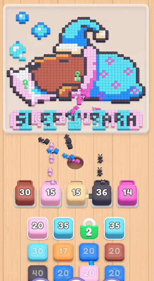 All five slots are full eight seconds into the level