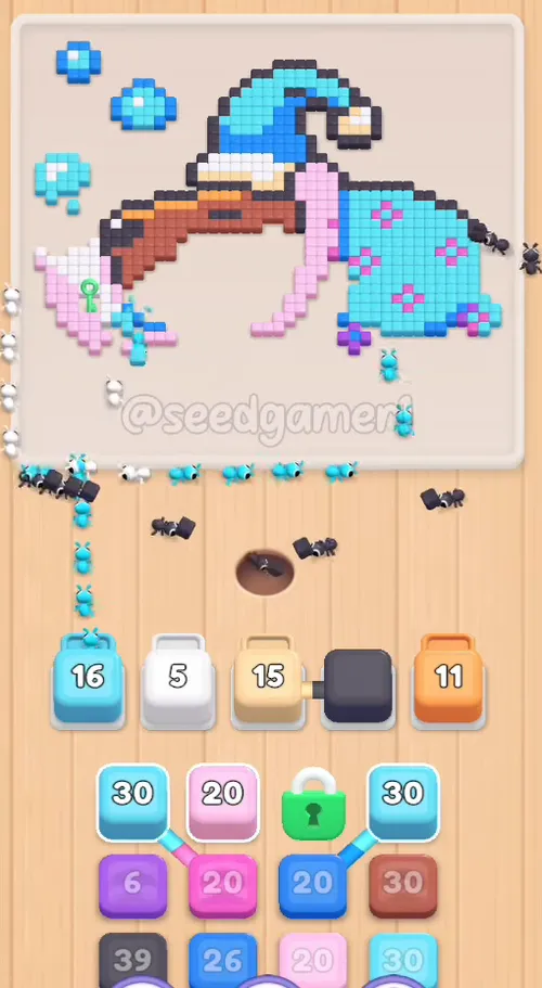 The first White block is easy to miss - its face is the same white as an empty slot