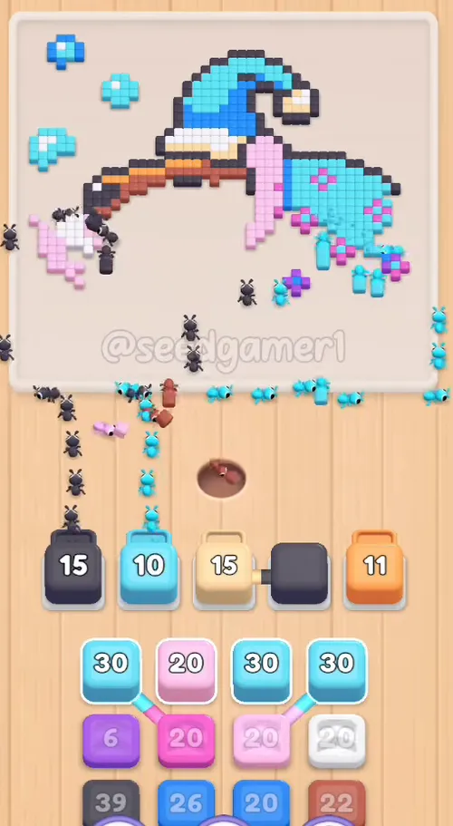 Cyan is the level's workhorse - ten blocks, more than any other color