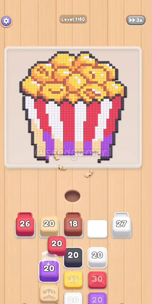 Slots 2 and 4 recycle while slots 1, 3 and 5 stay frozen