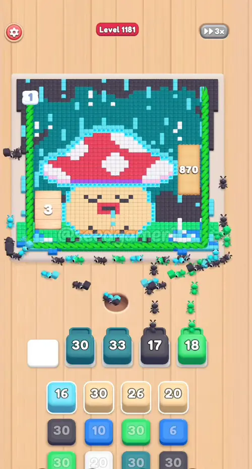 The first five blocks are draining while the queue refills
