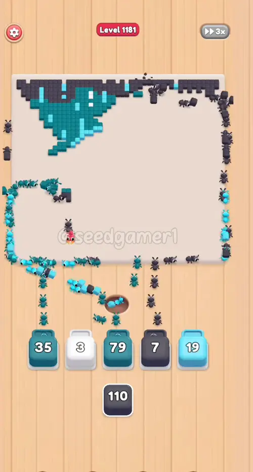 The final blocks drain on a nearly empty board