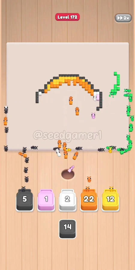 Final blocks: Orange 22 + Yellow 12 in slots