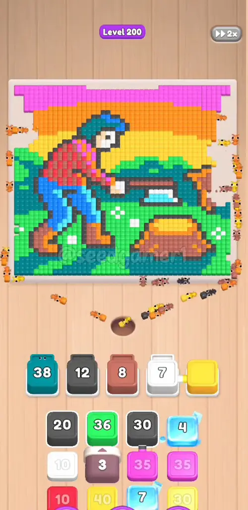 Phase 2 — teal 38 lands as the board edges fall away
