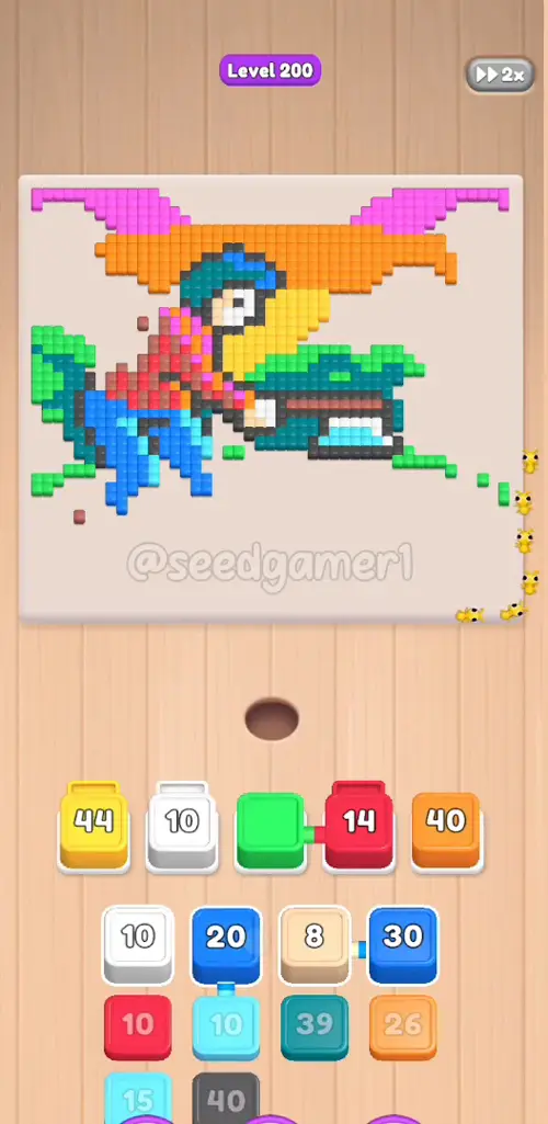 Phase 7 — the stuck plateau: white 10, red 14 and the green husk all parked