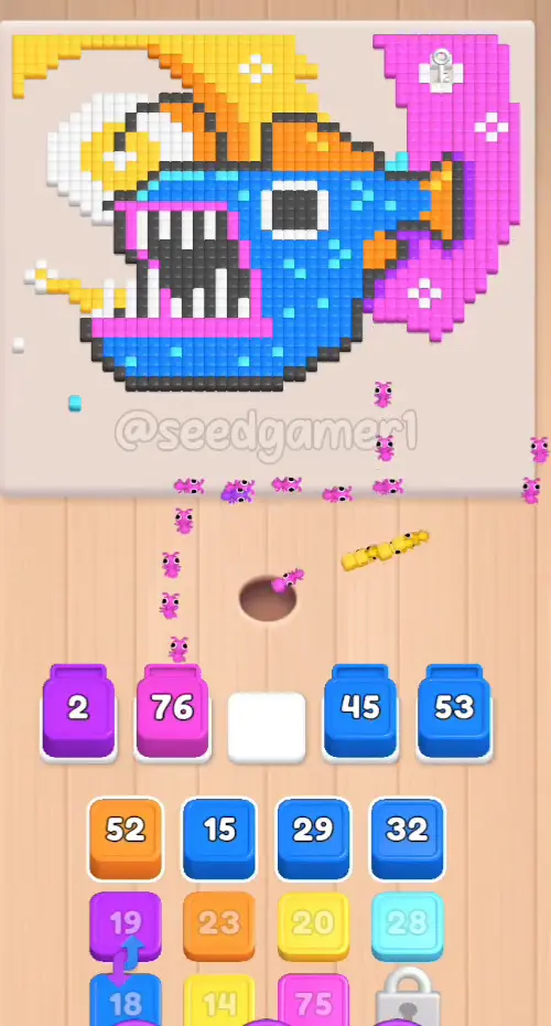 The pink background is being eaten away from the right