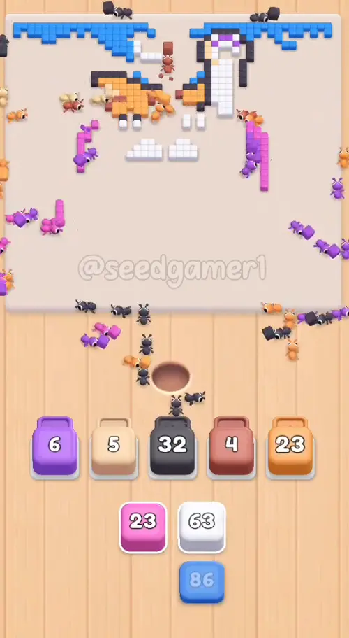 A 9-pixel magenta block opens slot 3 for the last dark grey