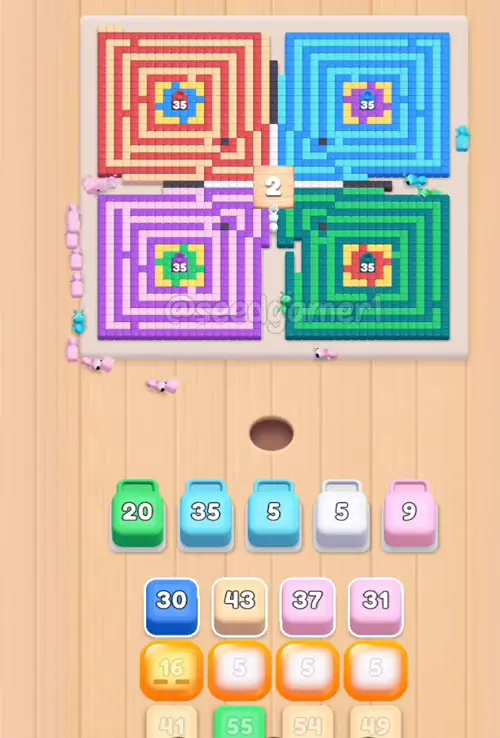 Two Dark grey blocks and a second Cyan 32 land inside one second at 0:16.5 and 0:17.5