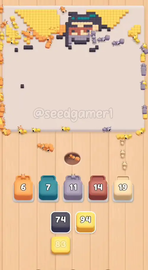 The last blocks: Dark grey 74, Yellow 83 and the final Yellow 94