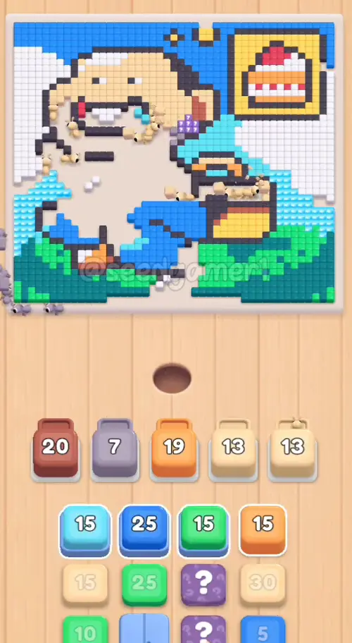 All five slots are working: Brown 20, Mauve 7, Orange 19, Sand 13 and Sand 13