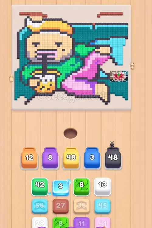 Blue 3 lands in slot 4 at 0:57.5 and freezes there for the next 142 seconds