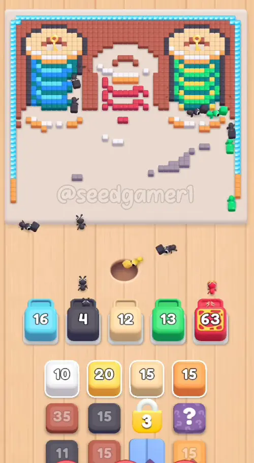 The star-marked Red 63 lands in slot 5 - the biggest block of the level