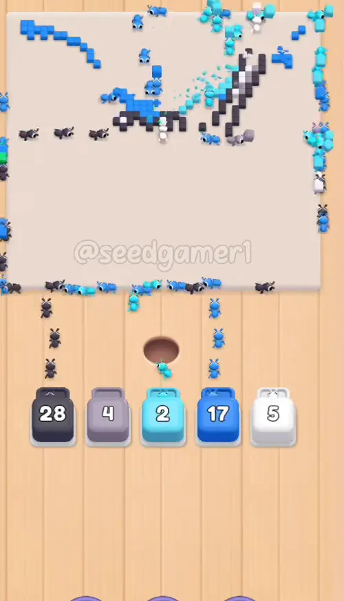 The board is nearly empty as the last blocks drain
