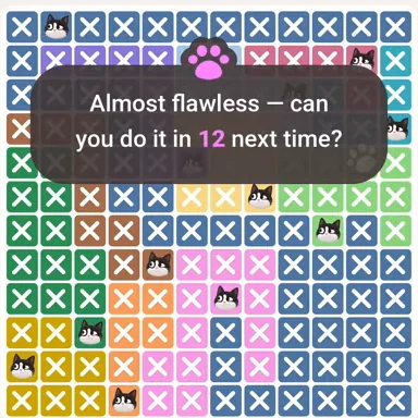 Solved board for the Meowdoku Daily Challenge on August 10, 2026