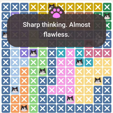 Solved board for the Meowdoku Daily Challenge on August 23, 2026