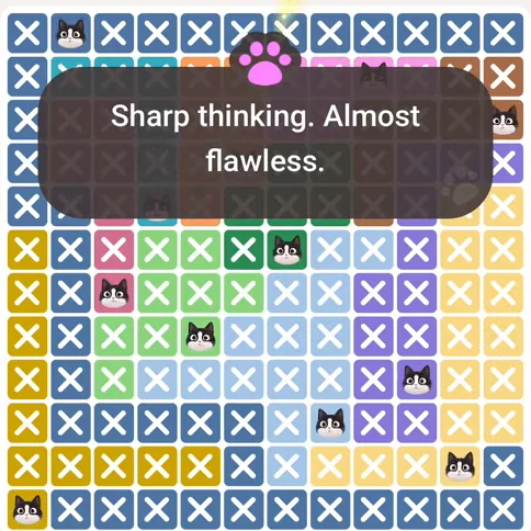 Solved board for the Meowdoku Daily Challenge on August 26, 2026