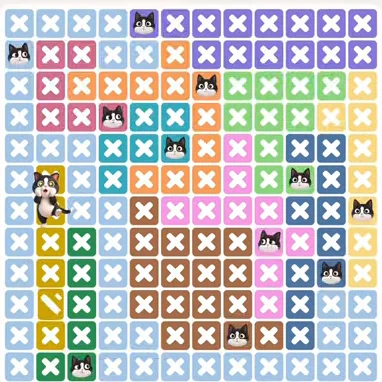 Solved board for the Meowdoku Daily Challenge on September 18, 2026