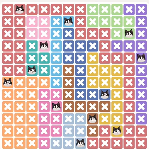 Solved board for the Meowdoku Daily Challenge on October 8, 2026