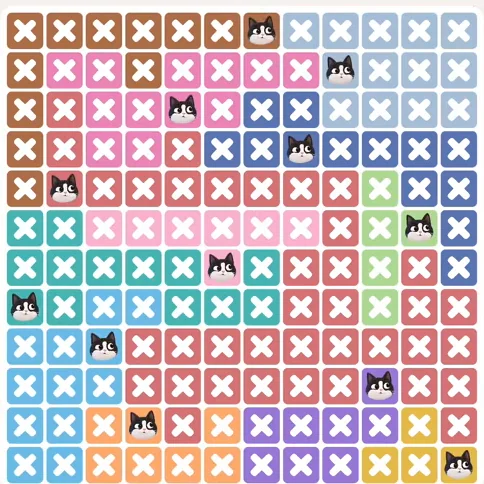 Solved board for the Meowdoku Daily Challenge on October 16, 2026