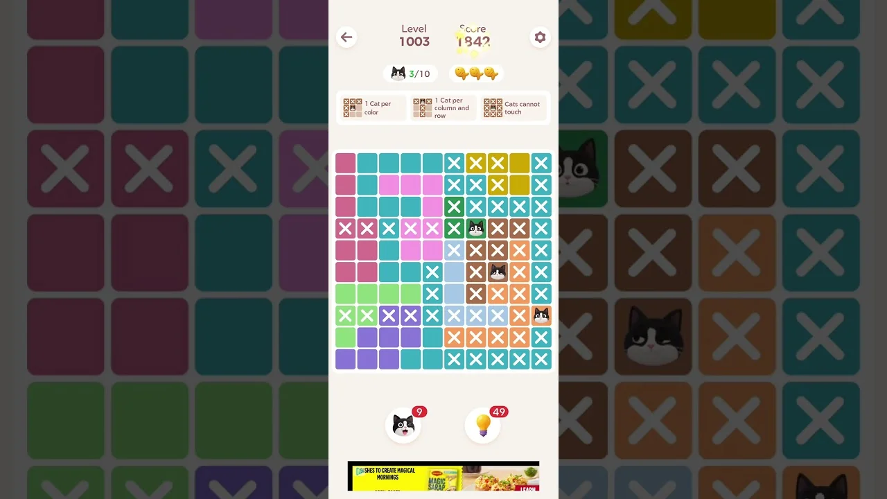 Meowdoku Level 1003 board