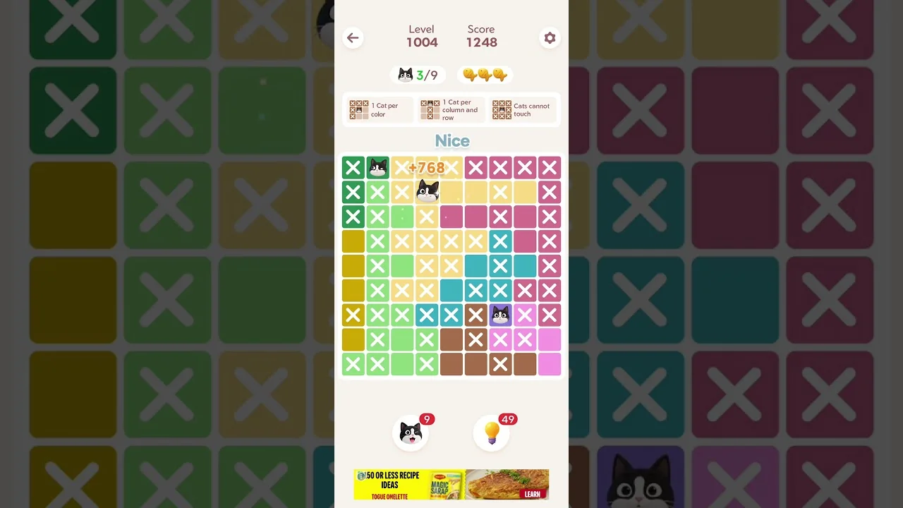 Meowdoku Level 1004 board