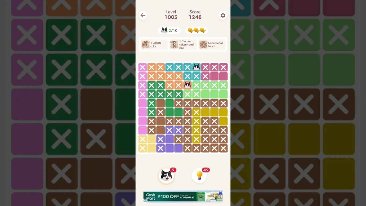 Meowdoku Level 1005 board