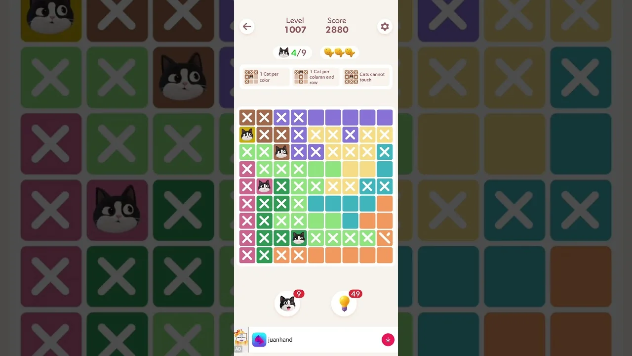 Meowdoku Level 1007 board layout