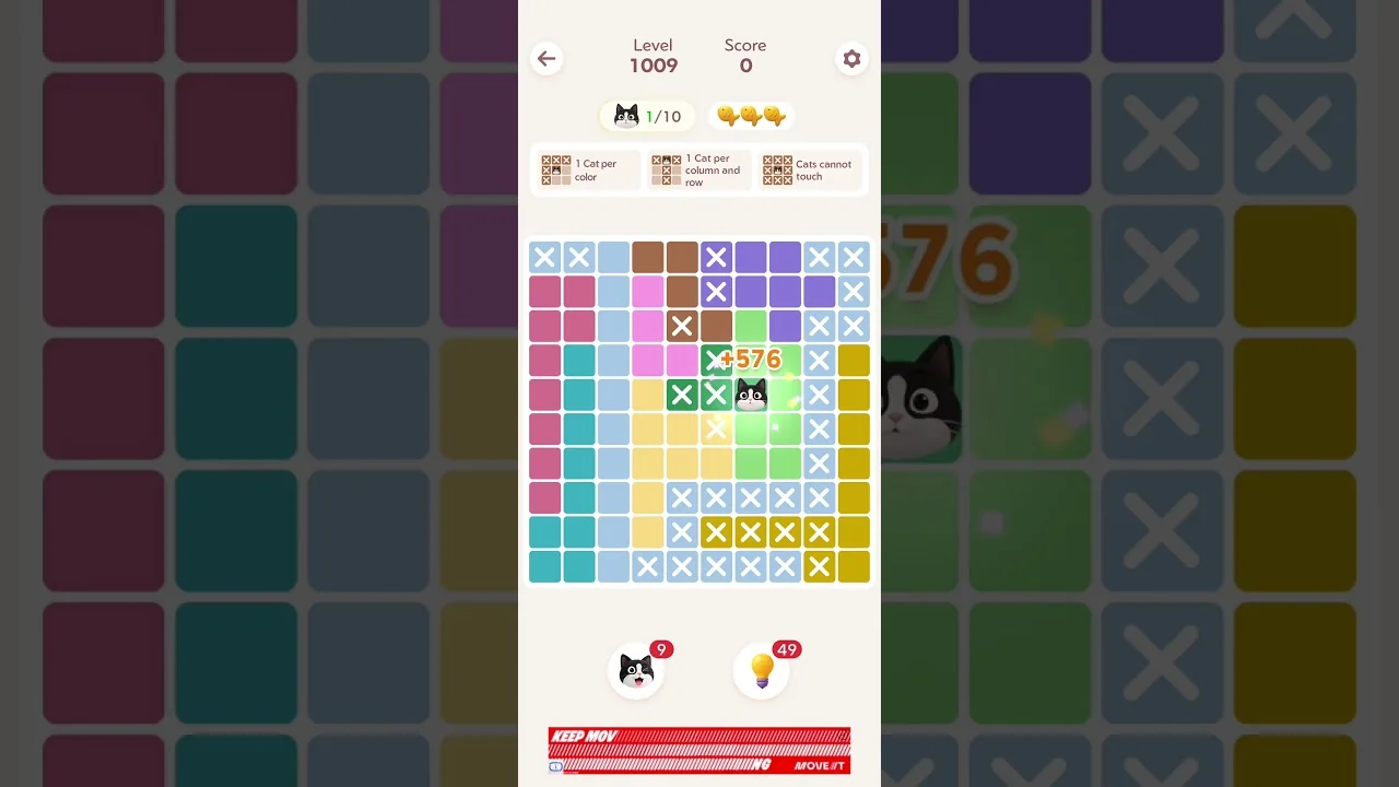 Meowdoku Level 1009 board layout