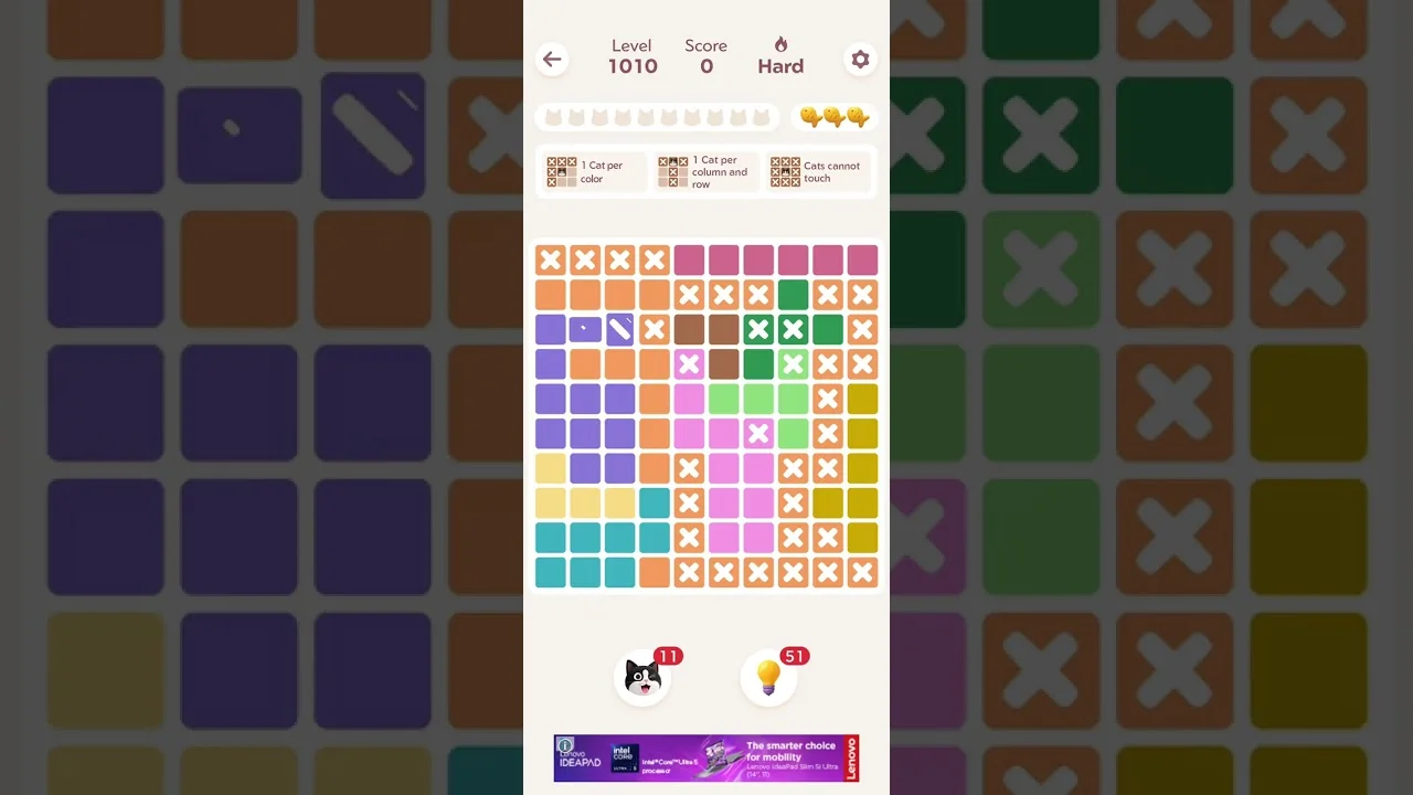 Meowdoku Level 1010 board layout