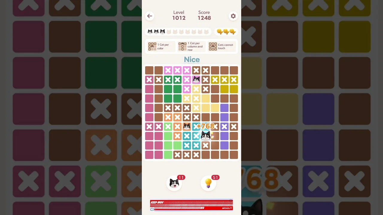 Meowdoku Level 1012 board layout