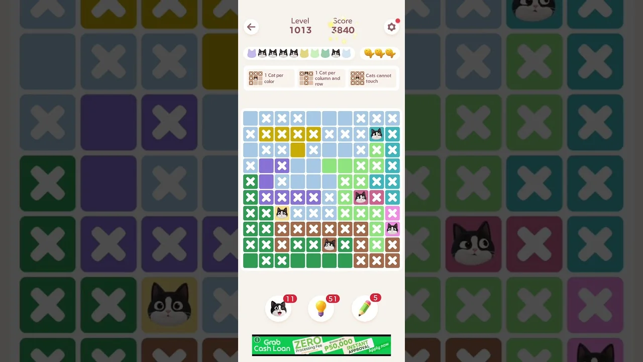 Meowdoku Level 1013 board layout