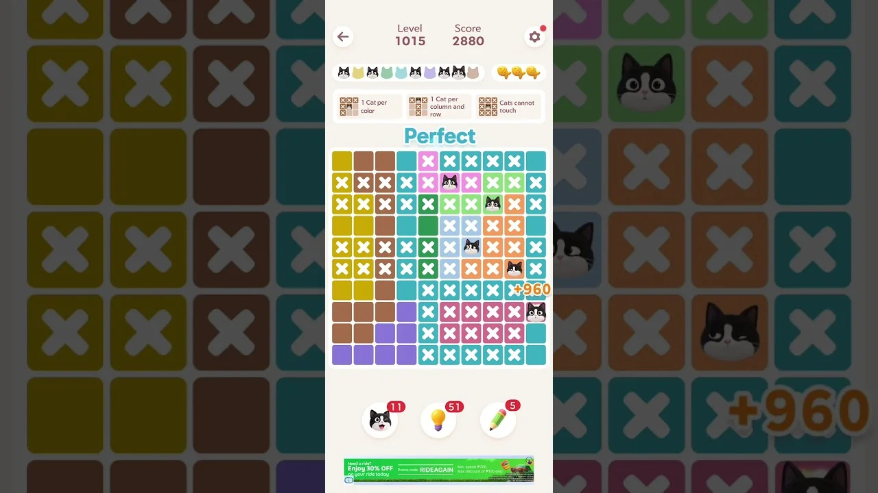 Meowdoku Level 1015 board layout