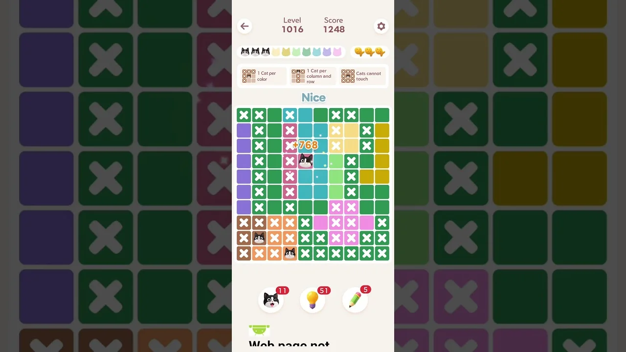 Meowdoku Level 1016 board layout