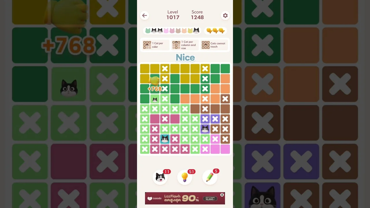 Meowdoku Level 1017 board layout