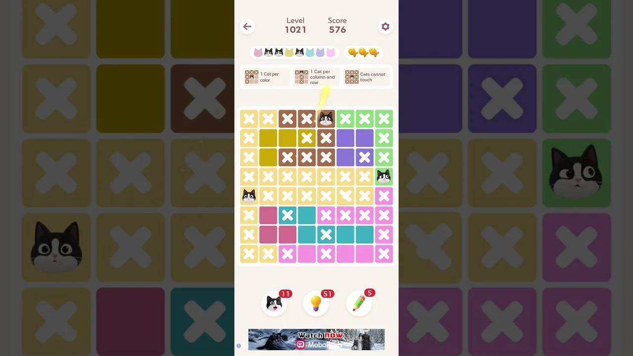 Meowdoku Level 1021 board layout