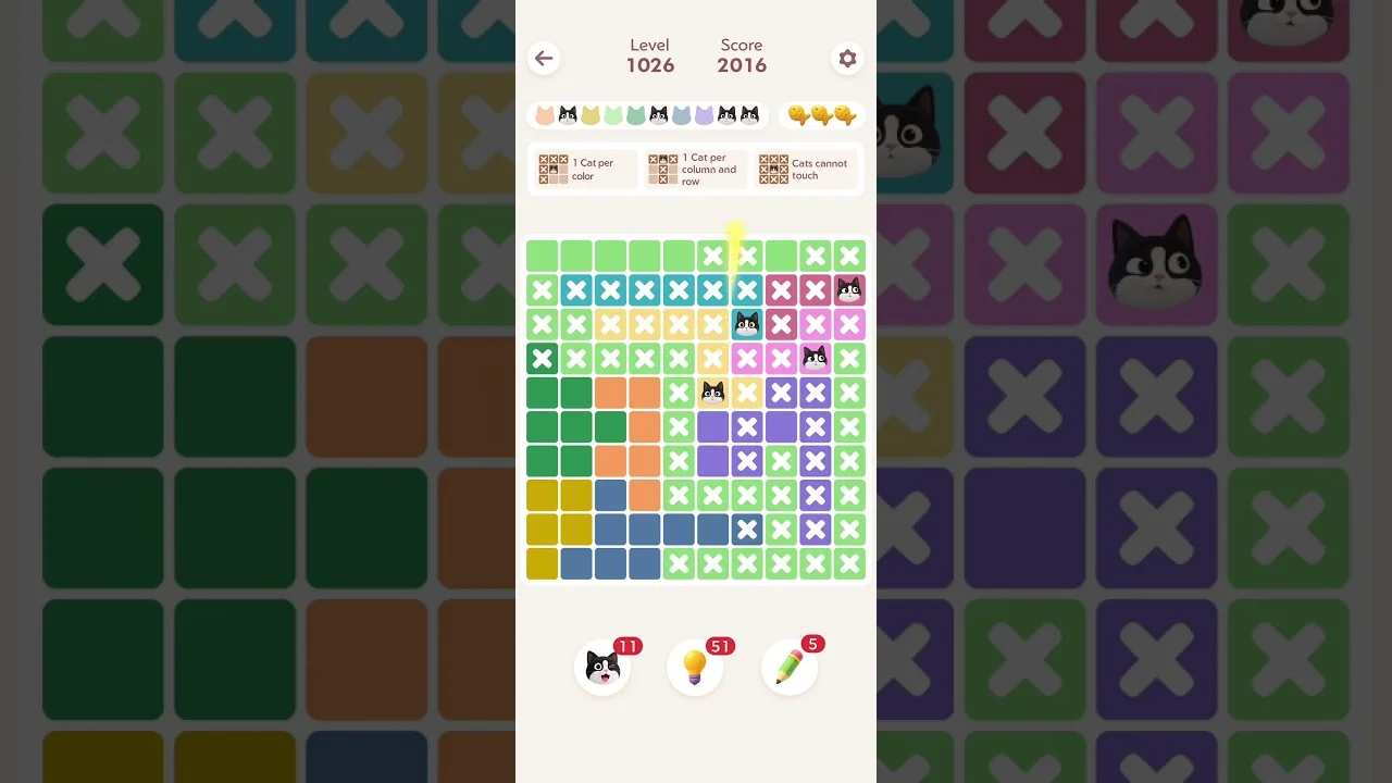 Meowdoku Level 1026 board layout