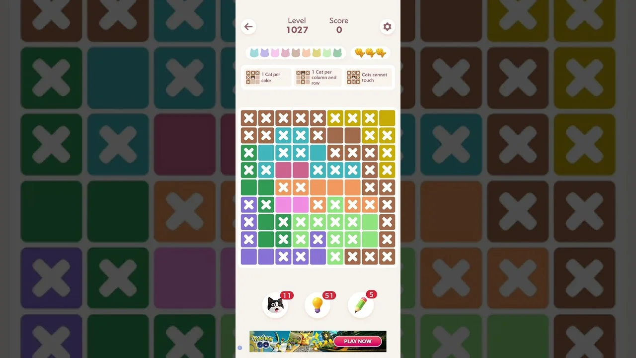 Meowdoku Level 1027 board layout