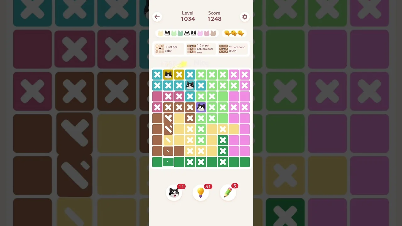Meowdoku Level 1034 board layout