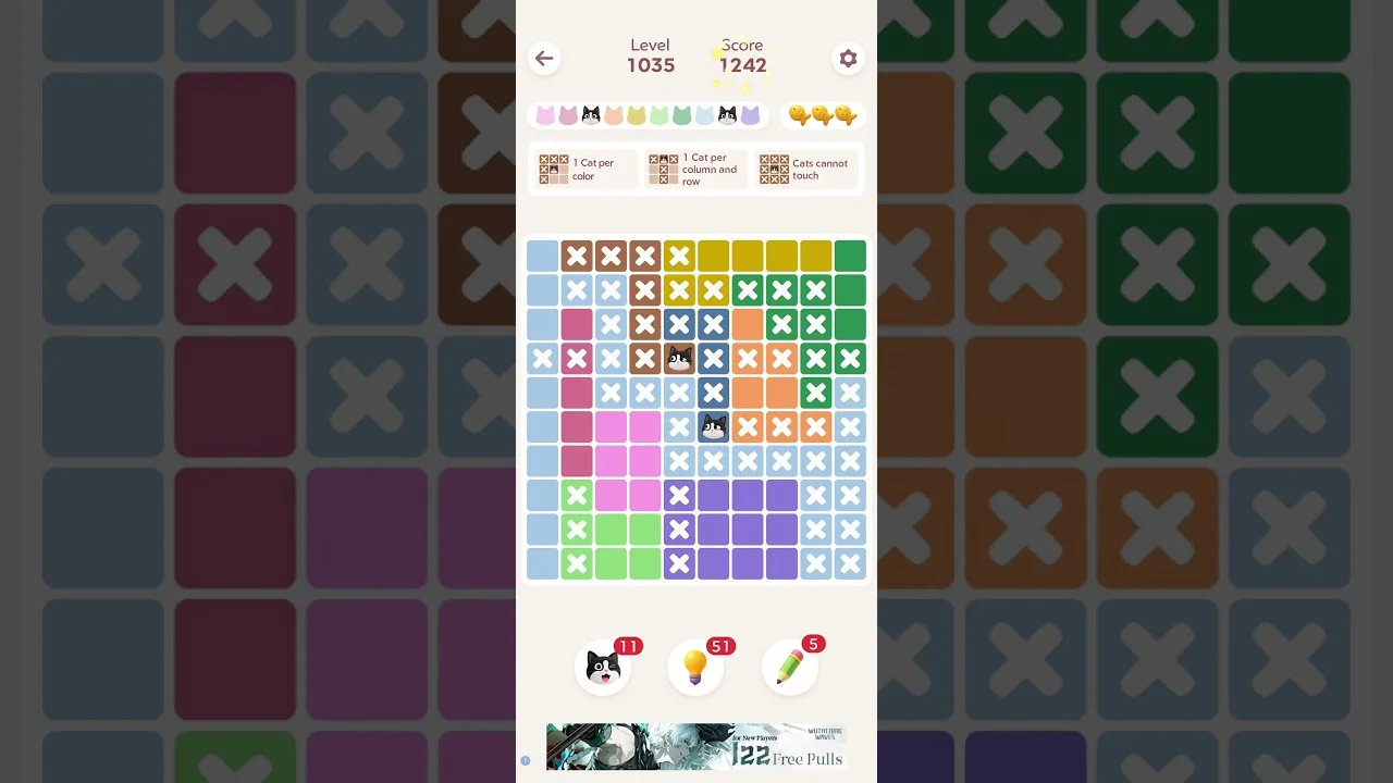 Meowdoku Level 1035 board layout