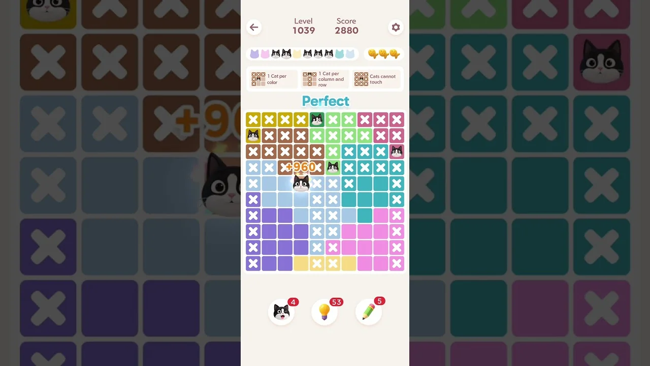 Meowdoku Level 1039 board layout