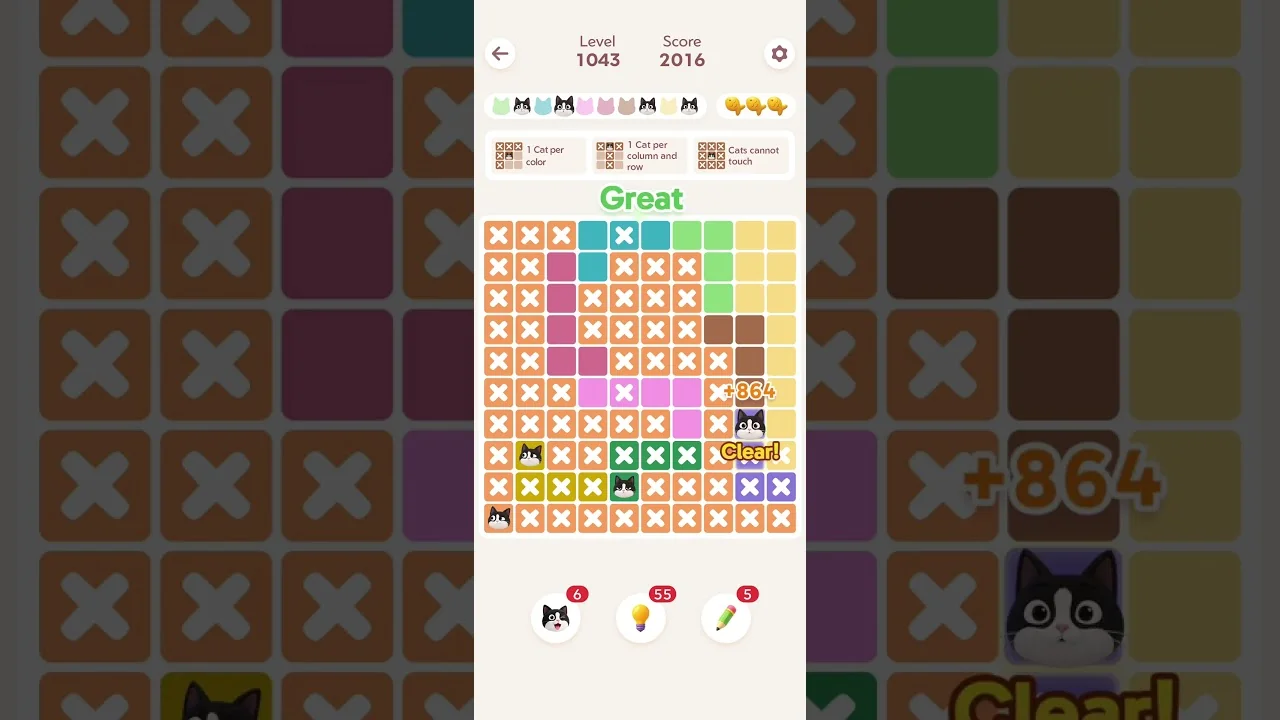 Meowdoku Level 1043 board layout