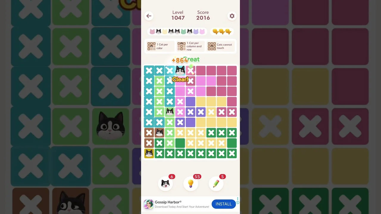 Meowdoku Level 1047 board layout