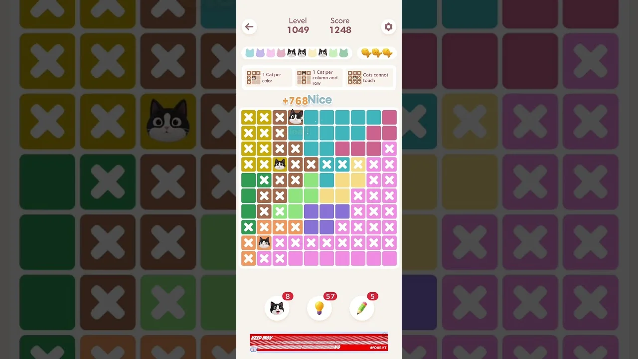 Meowdoku Level 1049 board layout