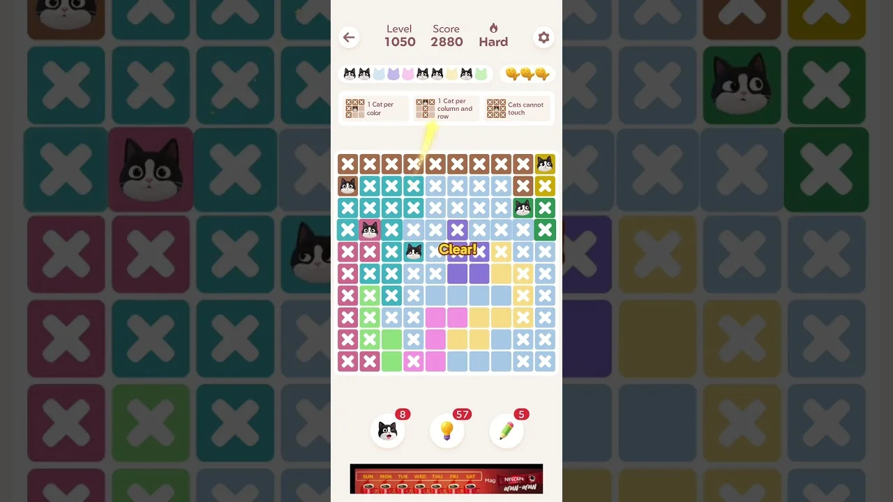 Meowdoku Level 1050 board layout