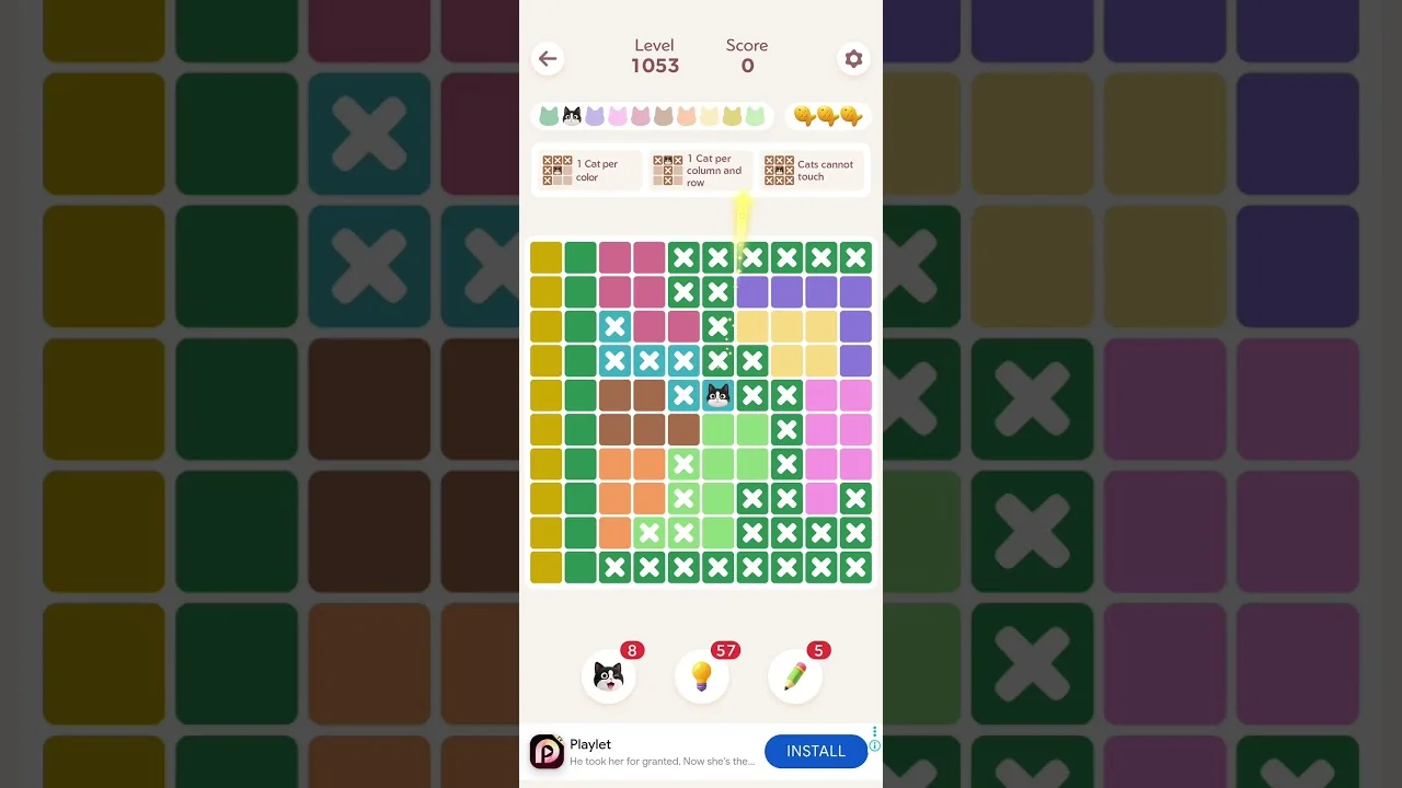 Meowdoku Level 1053 board layout