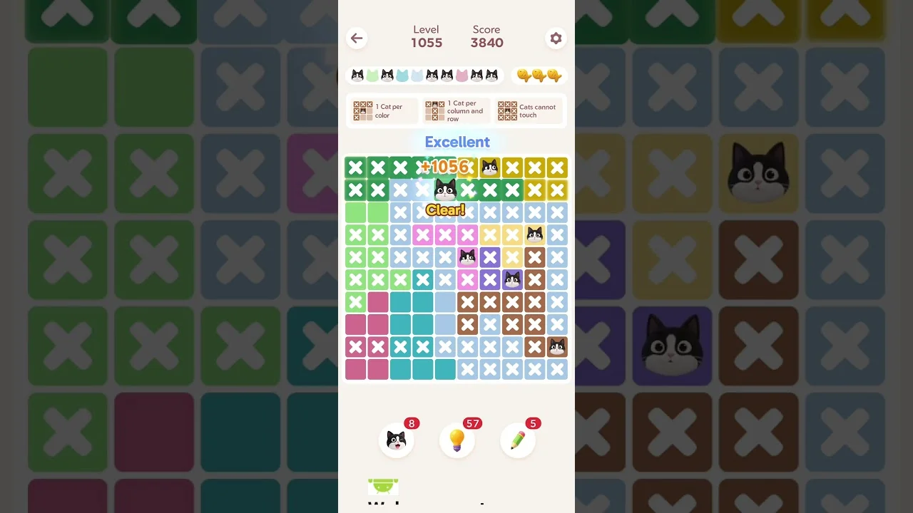 Meowdoku Level 1055 board layout
