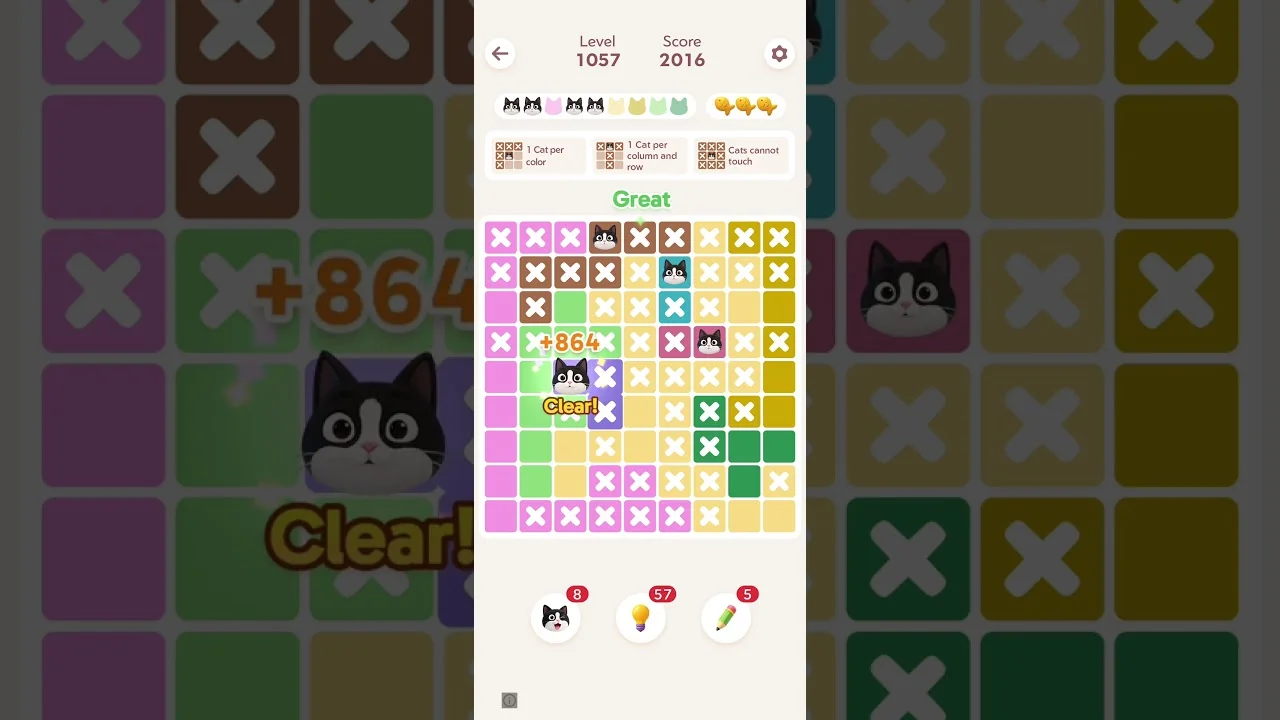Meowdoku Level 1057 board layout