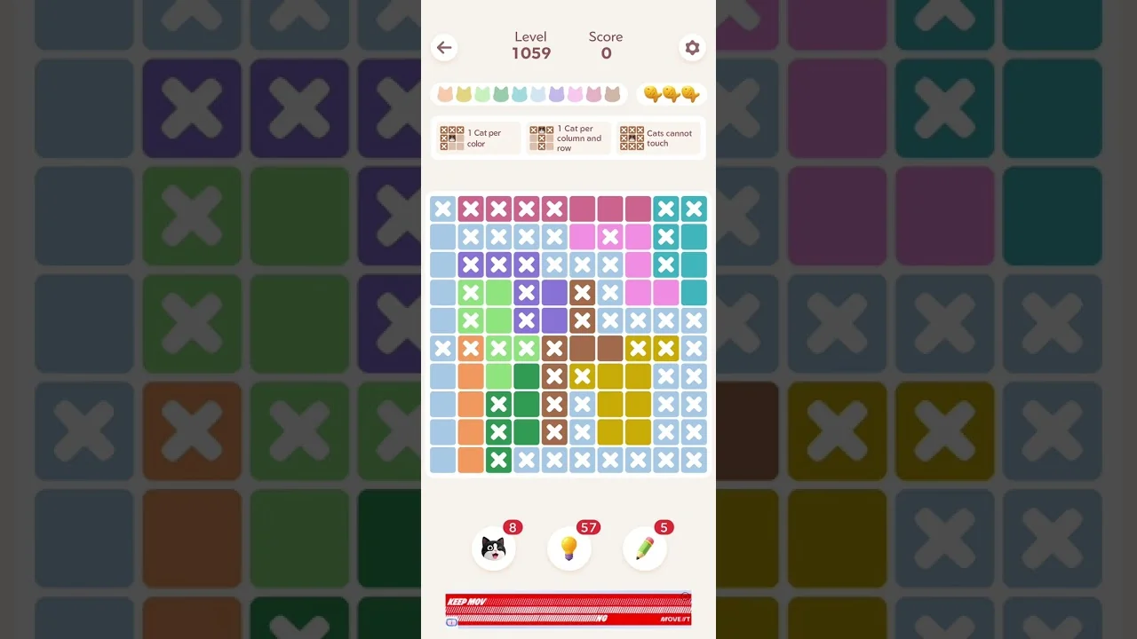 Meowdoku Level 1059 board layout