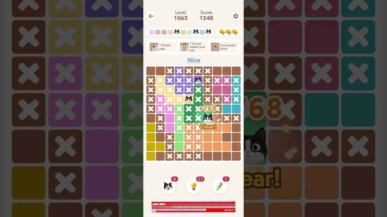 Meowdoku Level 1063 board layout